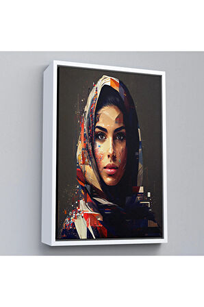 Ahşap Çerçeveli Efektli Arap Kadın Portresi Tablo-7837