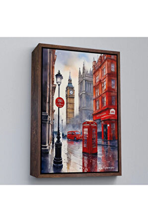 Ahşap Çerçeveli İngiltere Londra Şehir Manzarası-7841