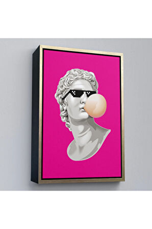 Ahşap Çerçeveli Piksel Gözlüklü David'İn Tablosu-7846