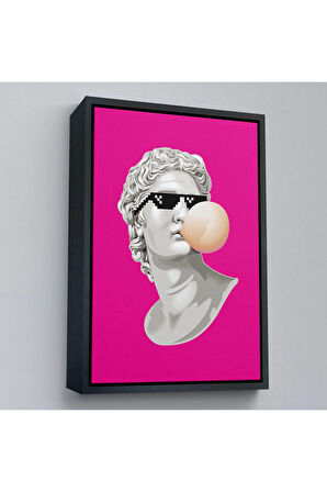 Ahşap Çerçeveli Piksel Gözlüklü David'İn Tablosu-7846