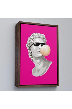 Ahşap Çerçeveli Piksel Gözlüklü David'İn Tablosu-7846