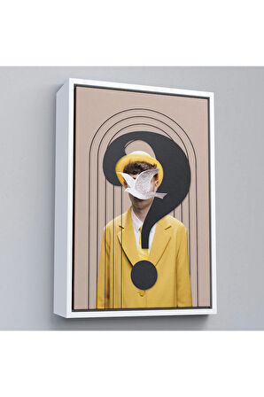 Ahşap Çerçeveli Yüzünde Kuş Olan Adam Pop Art Tablo-7848