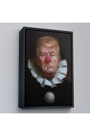 Ahşap Çerçeveli Palyaço Donald Trump Tablo-7849