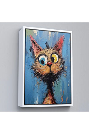 Ahşap Çerçeveli Sevimli Kedi Tablosu-7852