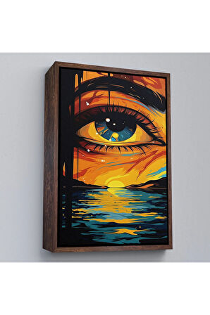 Ahşap Çerçeveli Deniz Üzerindeki Güzel Göz Tablosu-7861