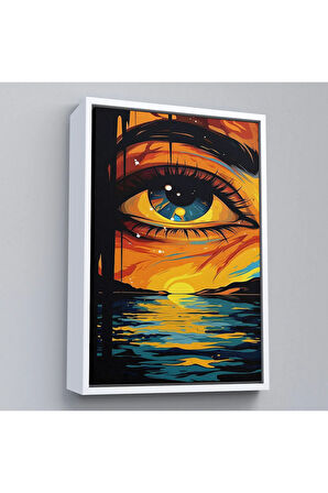 Ahşap Çerçeveli Deniz Üzerindeki Güzel Göz Tablosu-7861