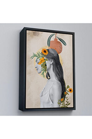 Ahşap Çerçeveli Pop Art Soyut Kadın Tablosu-7873