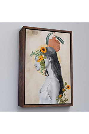 Ahşap Çerçeveli Pop Art Soyut Kadın Tablosu-7873