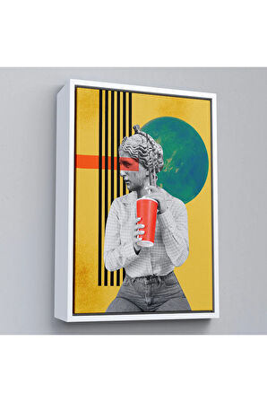 Ahşap Çerçeveli Pop Art Soyut Kadın Tablosu-7875