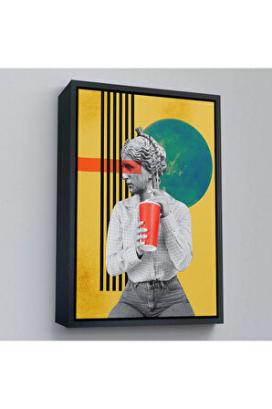 Ahşap Çerçeveli Pop Art Soyut Kadın Tablosu-7875