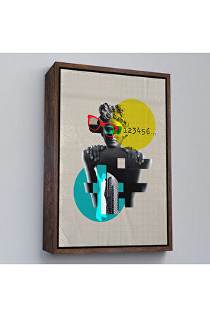 Ahşap Çerçeveli Retro Daireler Tablosu-7878