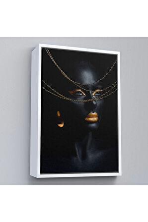 Ahşap Çerçeveli Altın Detaylı Kadın Tablosu-7879