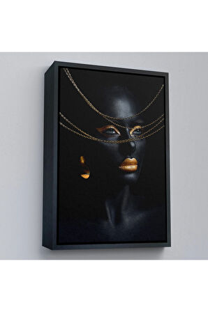 Ahşap Çerçeveli Altın Detaylı Kadın Tablosu-7879