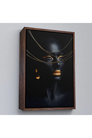 Ahşap Çerçeveli Altın Detaylı Kadın Tablosu-7879