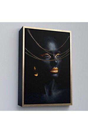 Ahşap Çerçeveli Altın Detaylı Kadın Tablosu-7879