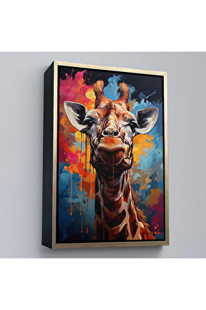 Ahşap Çerçeveli Sevimli Zürafa Tablosu-7880