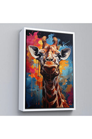 Ahşap Çerçeveli Sevimli Zürafa Tablosu-7880