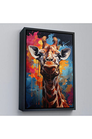 Ahşap Çerçeveli Sevimli Zürafa Tablosu-7880