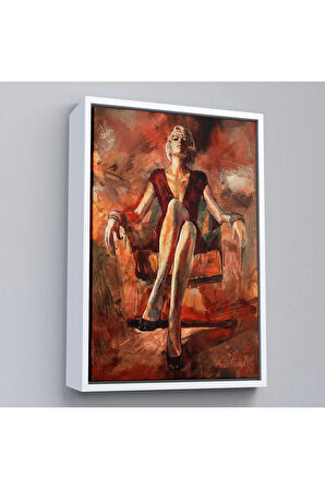 Ahşap Çerçeveli Koltukta Oturan Kadın Tablosu-7887