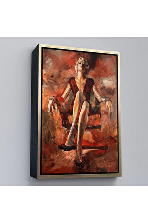 Ahşap Çerçeveli Koltukta Oturan Kadın Tablosu-7887