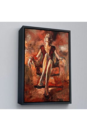 Ahşap Çerçeveli Koltukta Oturan Kadın Tablosu-7887