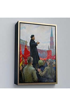 Ahşap Çerçeveli Sovyet Lideri Vladimir Lenin Tablo-7888
