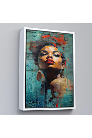 Ahşap Çerçeveli Afrikalı Güzel Kadın Tablosu-7889