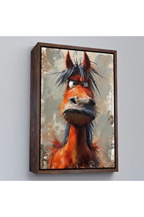 Ahşap Çerçeveli Sevimli Eşek Tablosu-7893