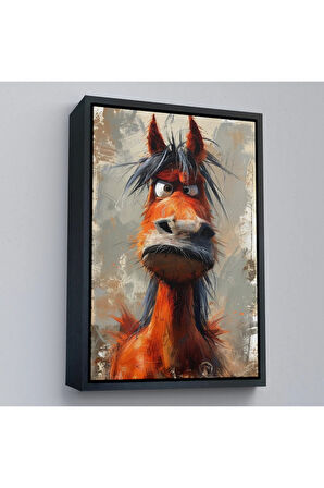 Ahşap Çerçeveli Sevimli Eşek Tablosu-7893