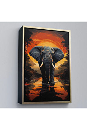 Ahşap Çerçeveli Yürüyen Fil Tablo-7895
