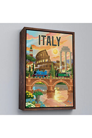 Ahşap Çerçeveli Roma İtalya Kolezyum Tablo-7906