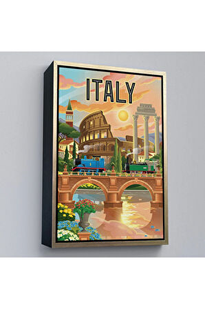 Ahşap Çerçeveli Roma İtalya Kolezyum Tablo-7906