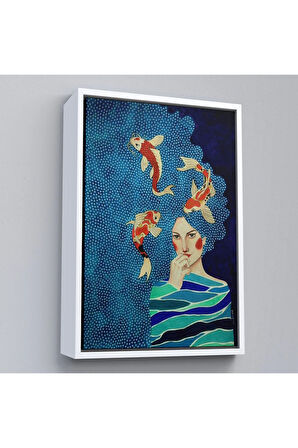 Ahşap Çerçeveli Derin Bakan Kadın Tablosu-7909