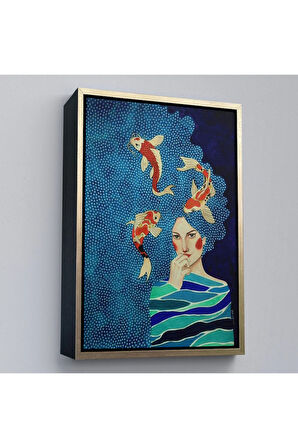 Ahşap Çerçeveli Derin Bakan Kadın Tablosu-7909