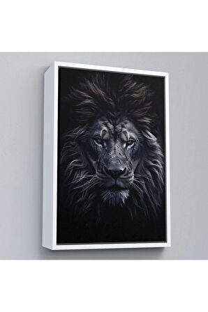 Ahşap Çerçeveli Yaralı Aslan Tablosu-7912