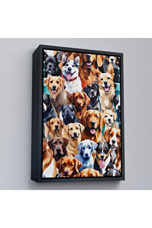 Ahşap Çerçeveli Sevimli Köpekler Tablosu-7920