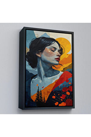 Ahşap Çerçeveli Soyut Güzel Kadın Tablosu-7922