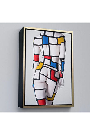 Ahşap Çerçeveli Renkli Soyut Kadın Tablosu-7925