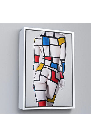 Ahşap Çerçeveli Renkli Soyut Kadın Tablosu-7925