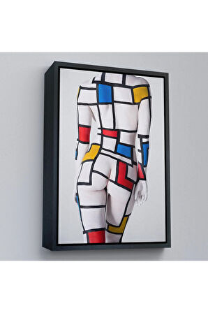 Ahşap Çerçeveli Renkli Soyut Kadın Tablosu-7925