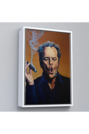Ahşap Çerçeveli Puro İçen Jack Nicholson Tablosu-7935