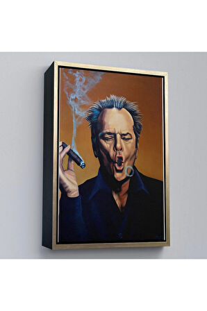 Ahşap Çerçeveli Puro İçen Jack Nicholson Tablosu-7935