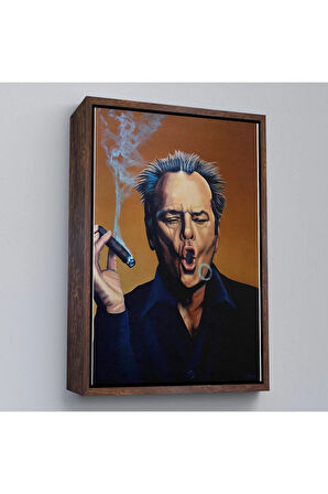 Ahşap Çerçeveli Puro İçen Jack Nicholson Tablosu-7935