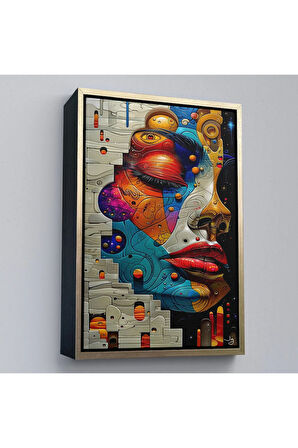 Ahşap Çerçeveli Soyut Kadın Tablosu-7945