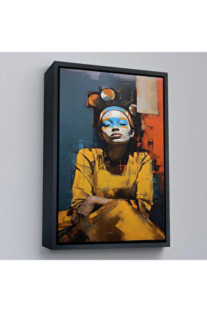 Ahşap Çerçeveli Permalı Kadın Tablosu-7947