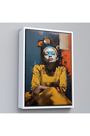 Ahşap Çerçeveli Permalı Kadın Tablosu-7947