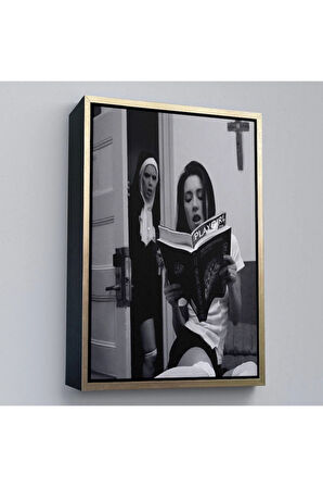 Ahşap Çerçeveli Yakalanan Rahibe Tablosu-7949