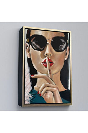 Ahşap Çerçeveli Şişşt Yapan Güzel Kadın Tablosu-7953