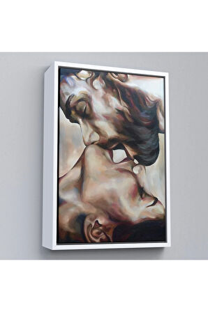 Ahşap Çerçeveli Öpüşen Çift Tablosu-7956