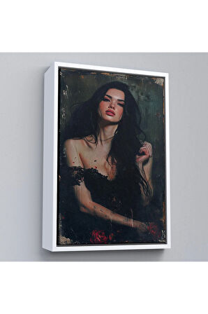 Ahşap Çerçeveli Bohem Kadın Tablosu-7960
